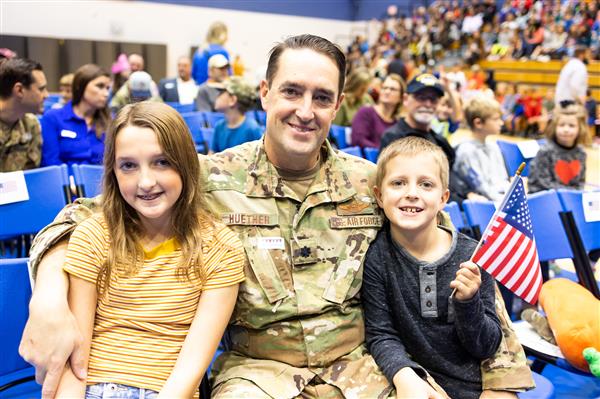 School-wide assembly with Veterans and their families. 
